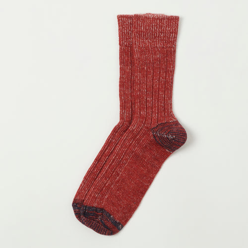 Merz b. Schwanen W72 Merino Wool Sock - Red/Nature