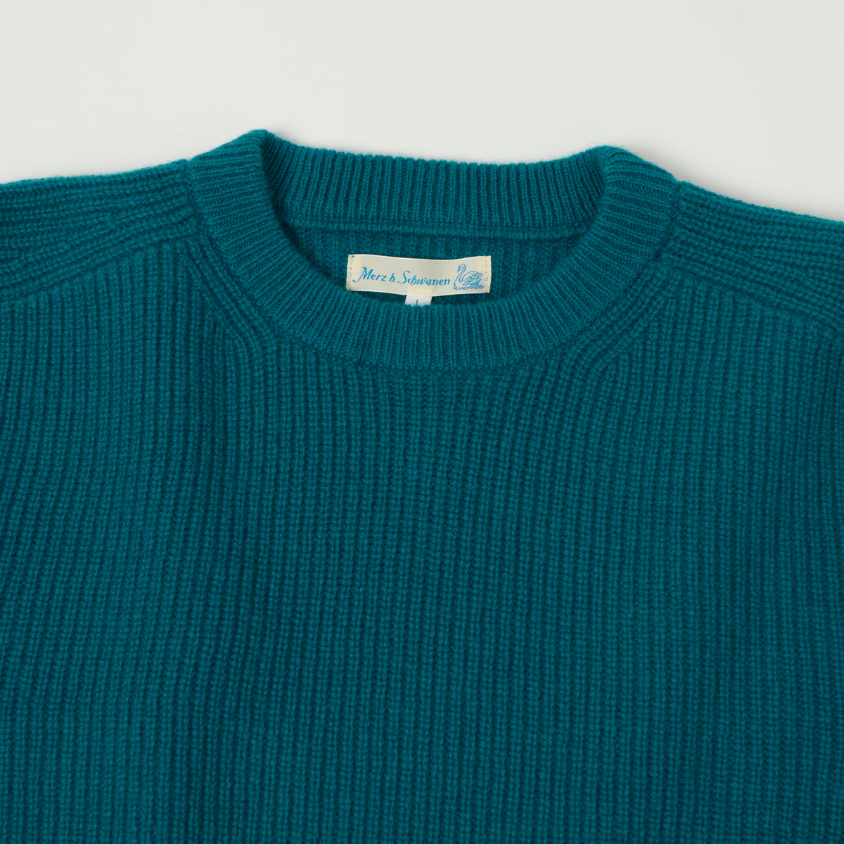 Merz b. Schwanen Wool Cashmere Ribbed Knit Pullover - Carbon Blue