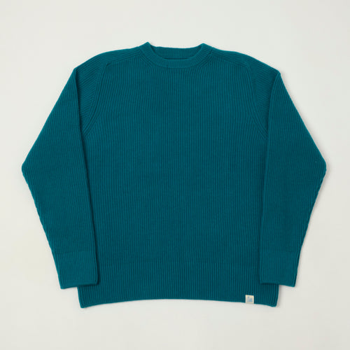 Merz b. Schwanen Wool Cashmere Ribbed Knit Pullover - Carbon Blue