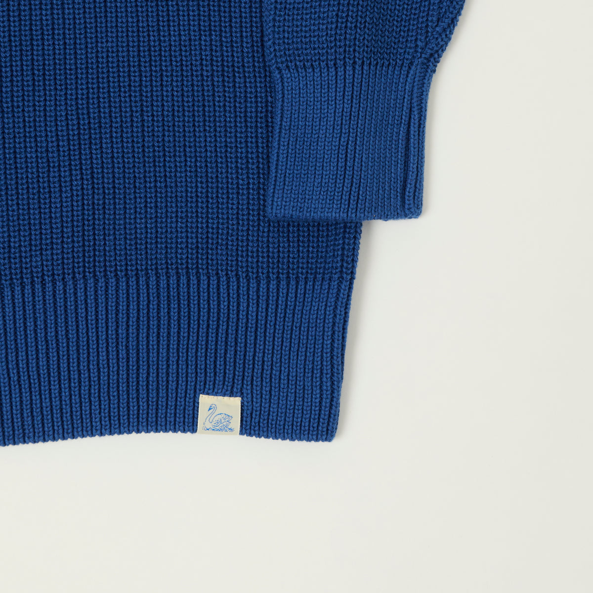 Merz b. Schwanen Cotton Ribbed Sweater - Carbon Blue
