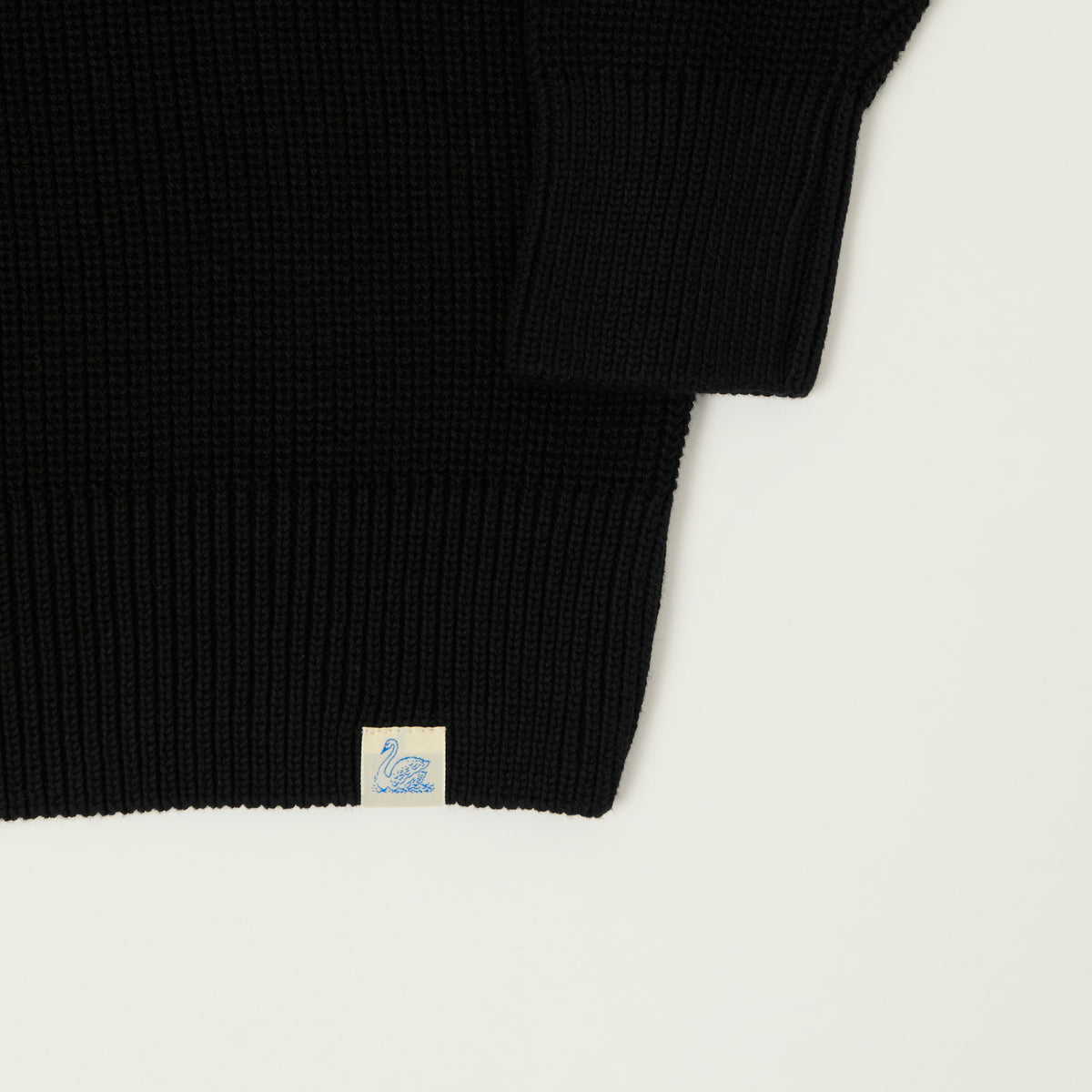 Merz b. Schwanen Cotton Ribbed Sweater - Deep Black