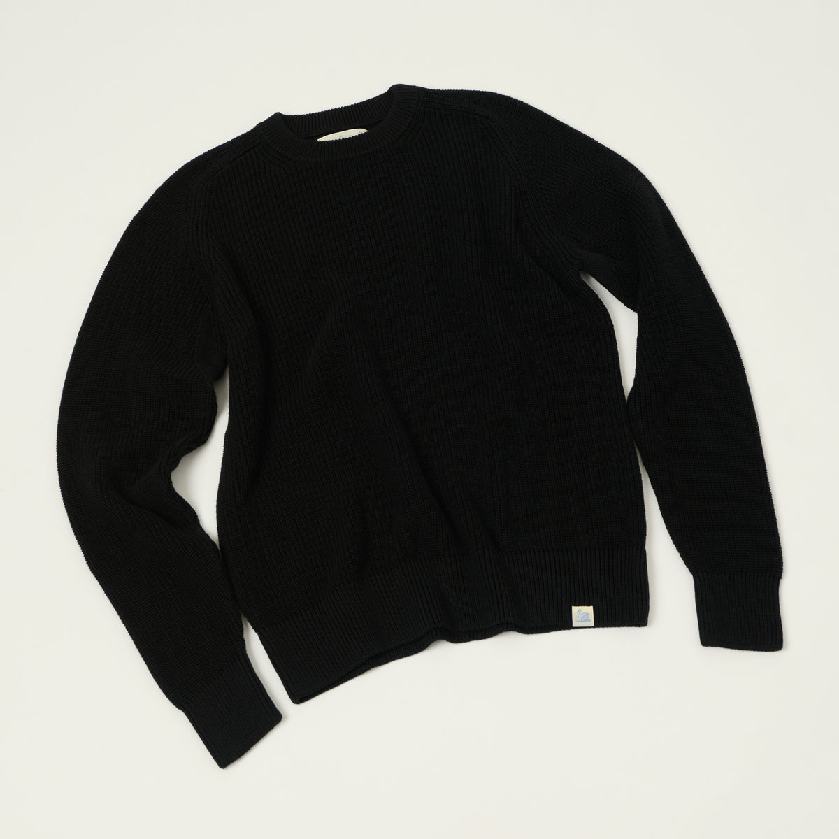 Merz b. Schwanen Cotton Ribbed Sweater - Deep Black