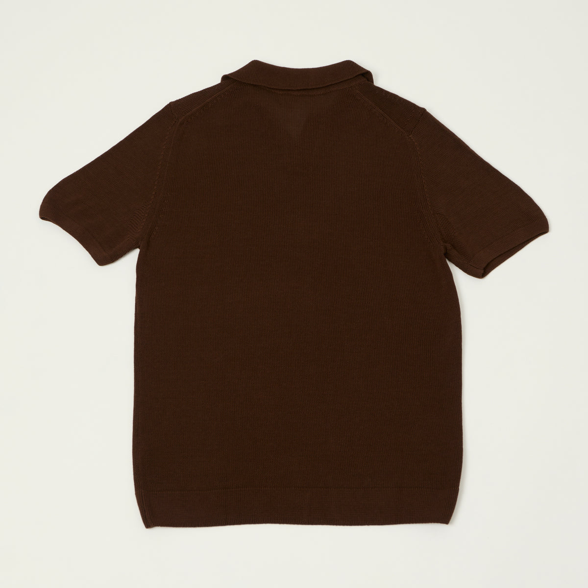 Merz b. Schwanen Knitted Polo Shirt - Chocolate