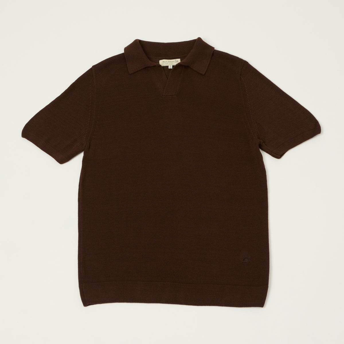 Merz b. Schwanen Knitted Polo Shirt - Chocolate