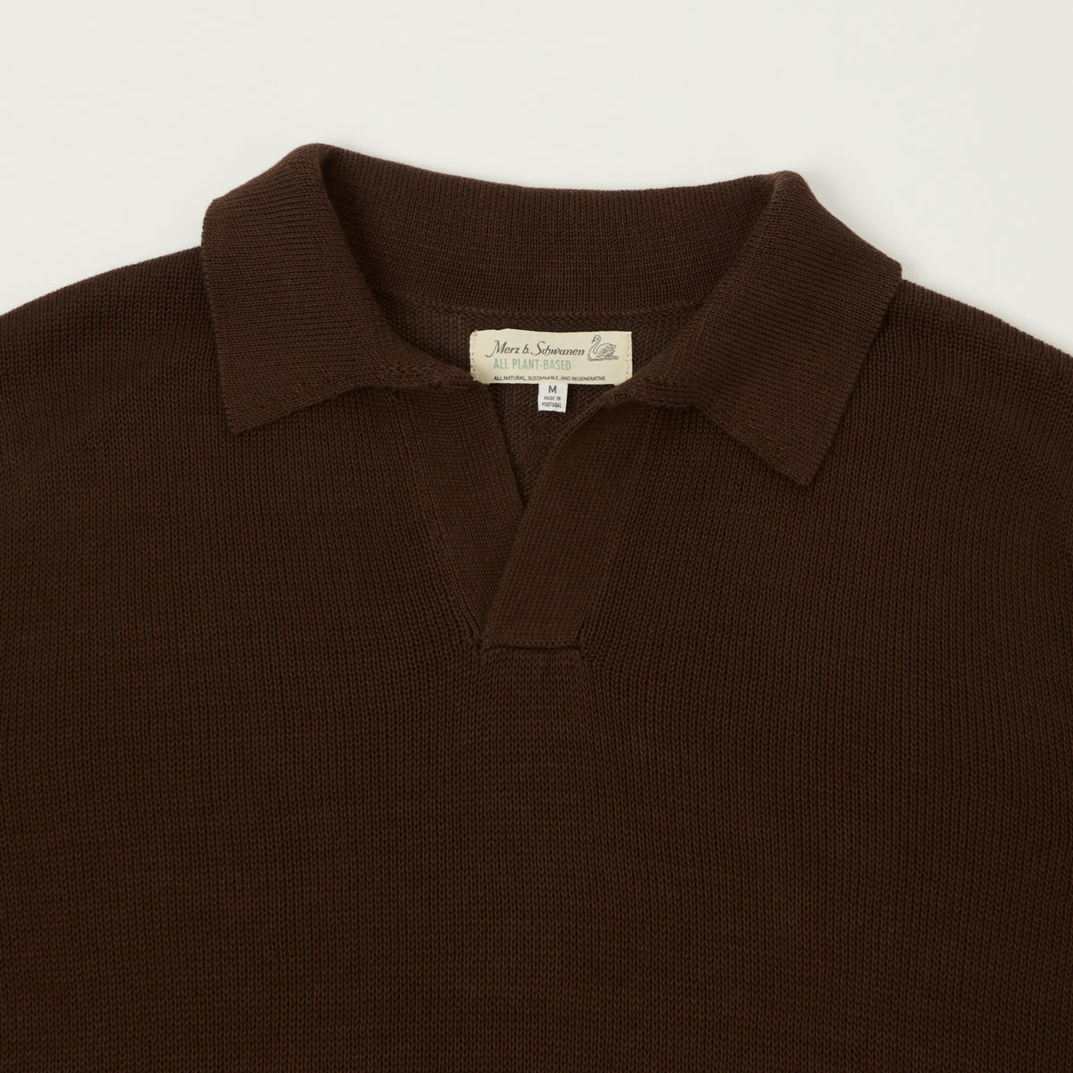 Merz b. Schwanen Knitted Polo Shirt - Chocolate
