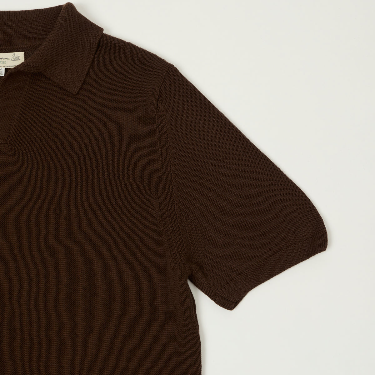 Merz b. Schwanen Knitted Polo Shirt - Chocolate