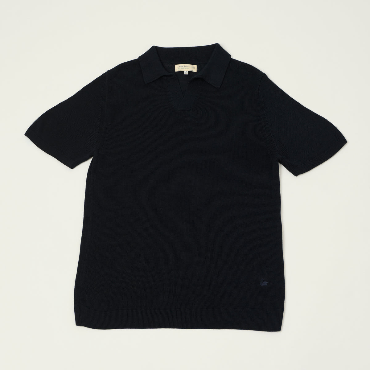 Merz b. Schwanen Knitted Polo Shirt - Dark Navy