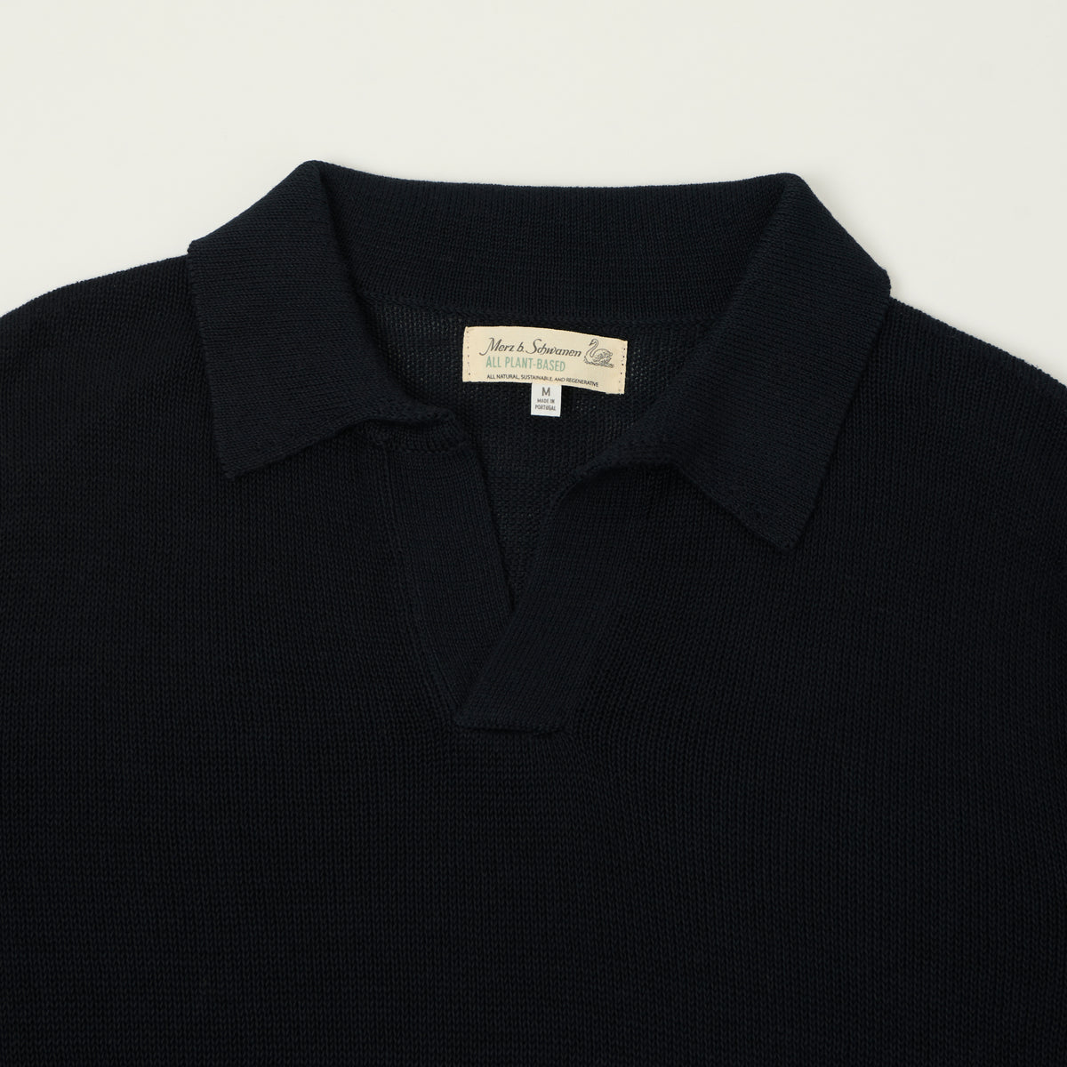 Merz b. Schwanen Knitted Polo Shirt - Dark Navy