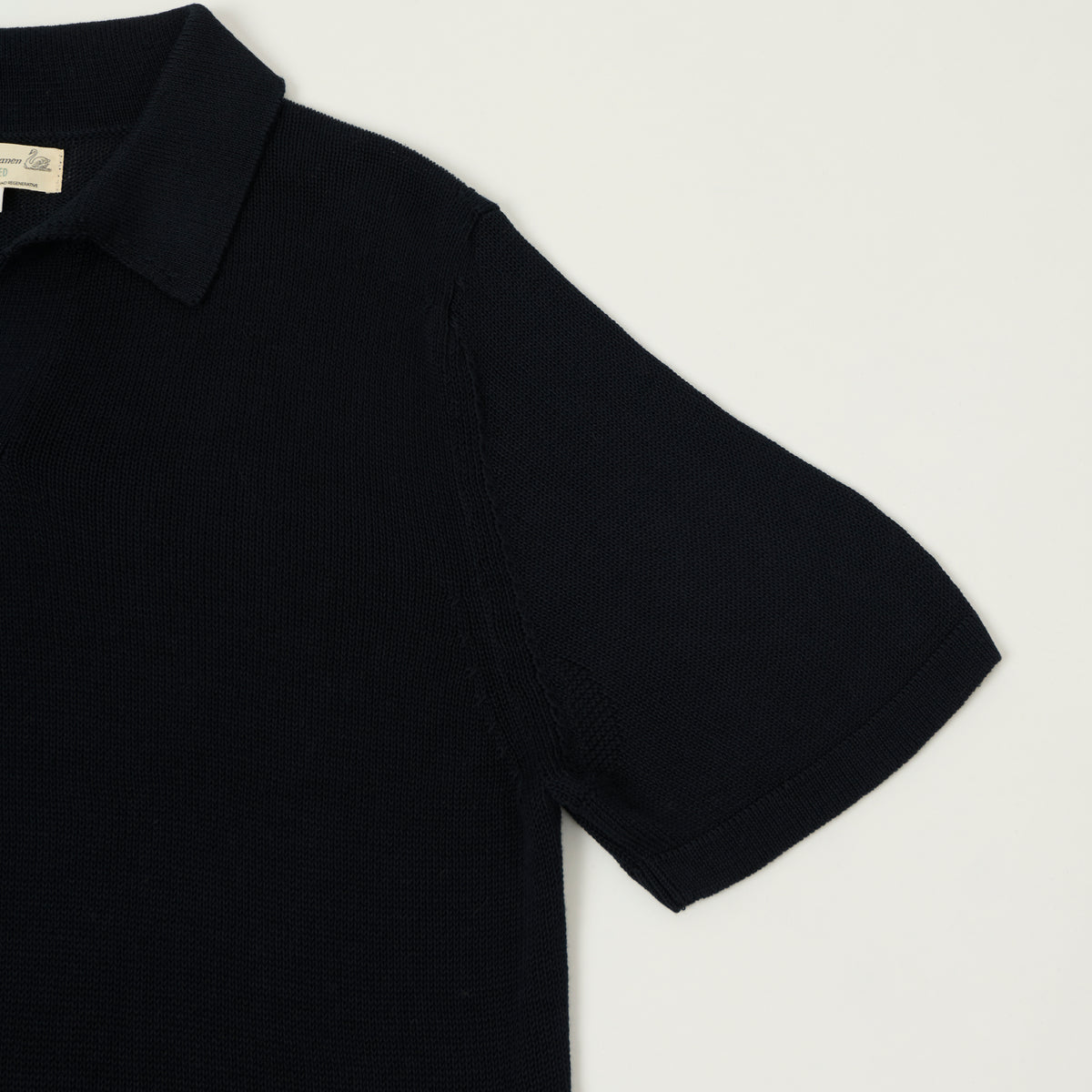 Merz b. Schwanen Knitted Polo Shirt - Dark Navy