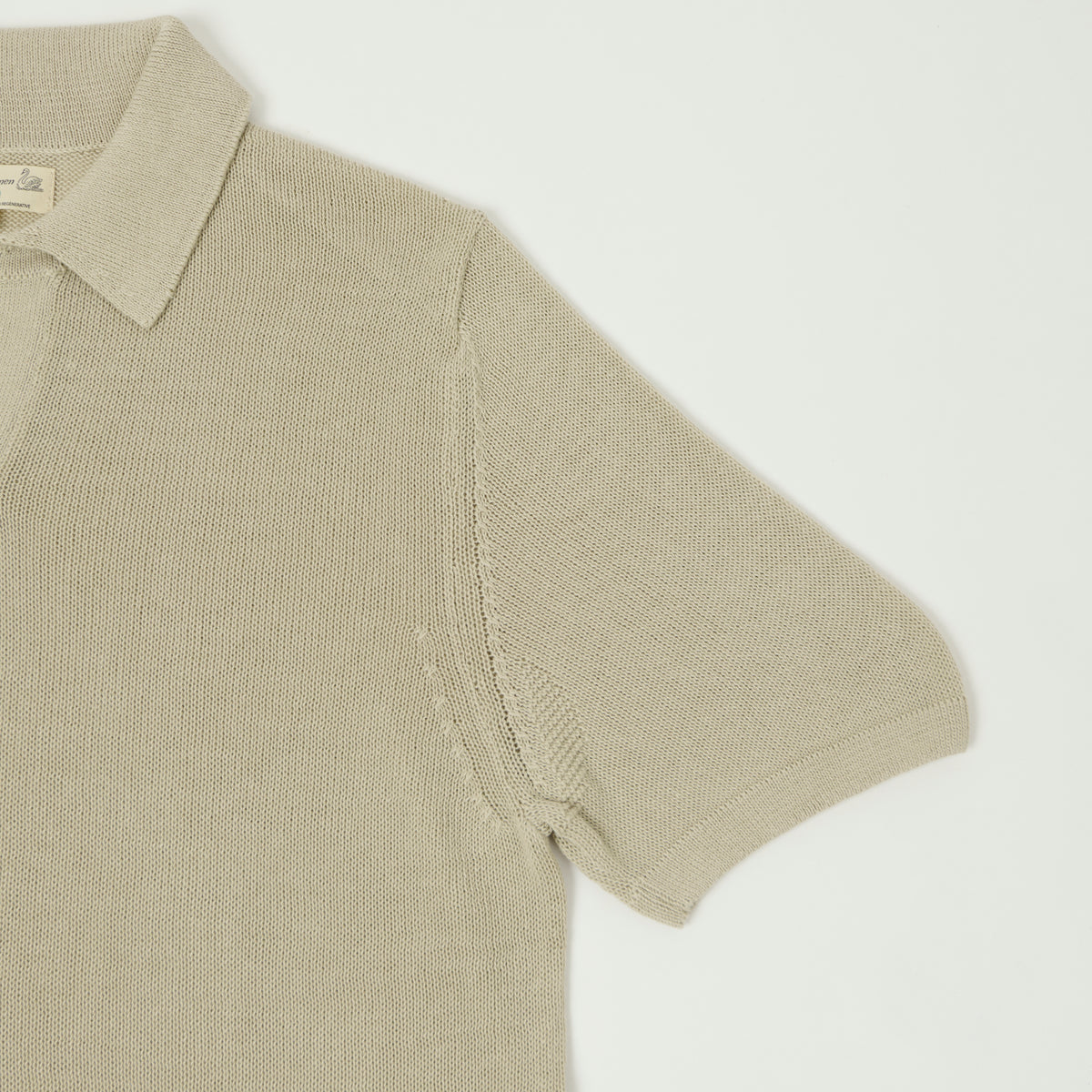 Merz b. Schwanen Knitted Polo Shirt - Sand