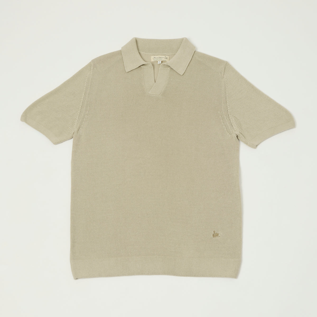 Merz b. Schwanen Knitted Polo Shirt - Sand