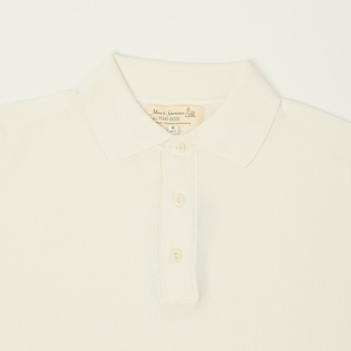 Merz b. Schwanen Plant Based Pique Polo Shirt - White