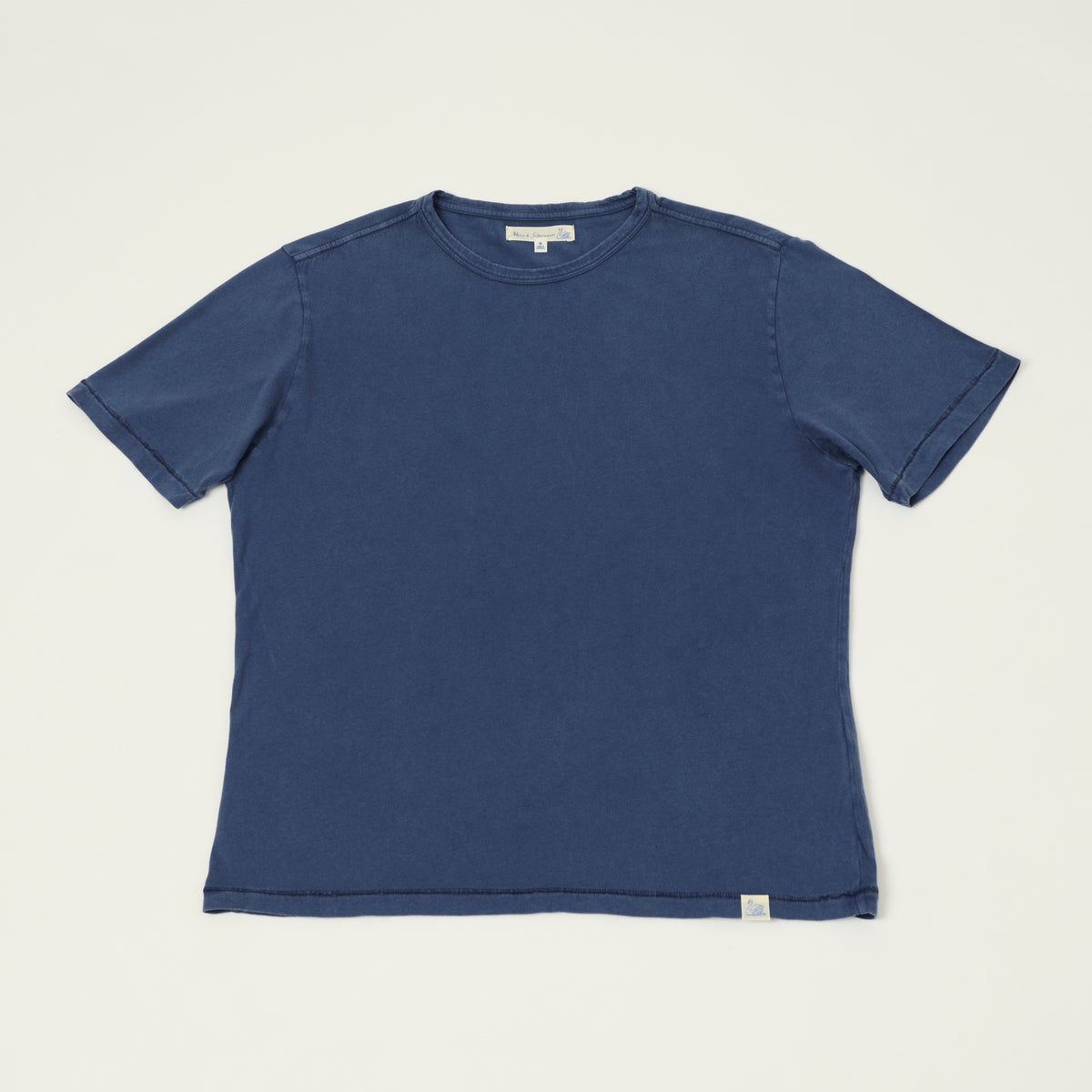 Merz b. Schwanen Pima Cotton T-Shirt - Mid Wash Indigo