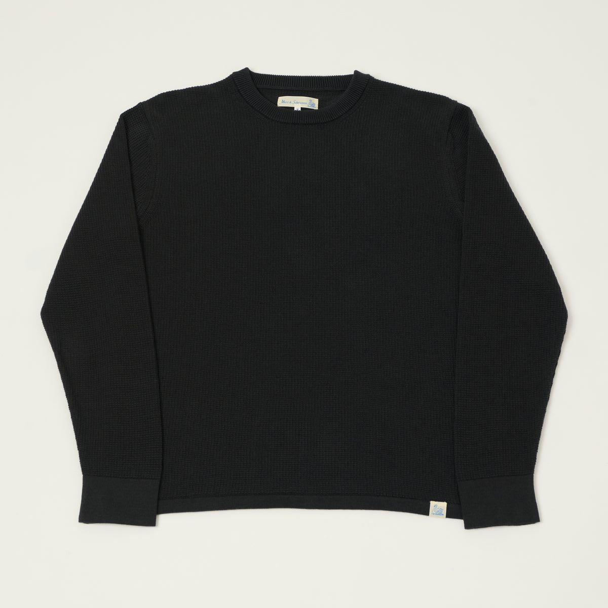 Merz b. Schwanen Lightweight Waffle Knit Sweater - Charcoal