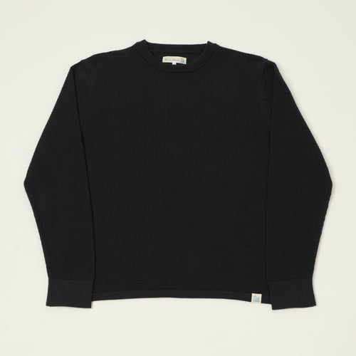 Merz b. Schwanen Lightweight Waffle Knit Sweater - Charcoal