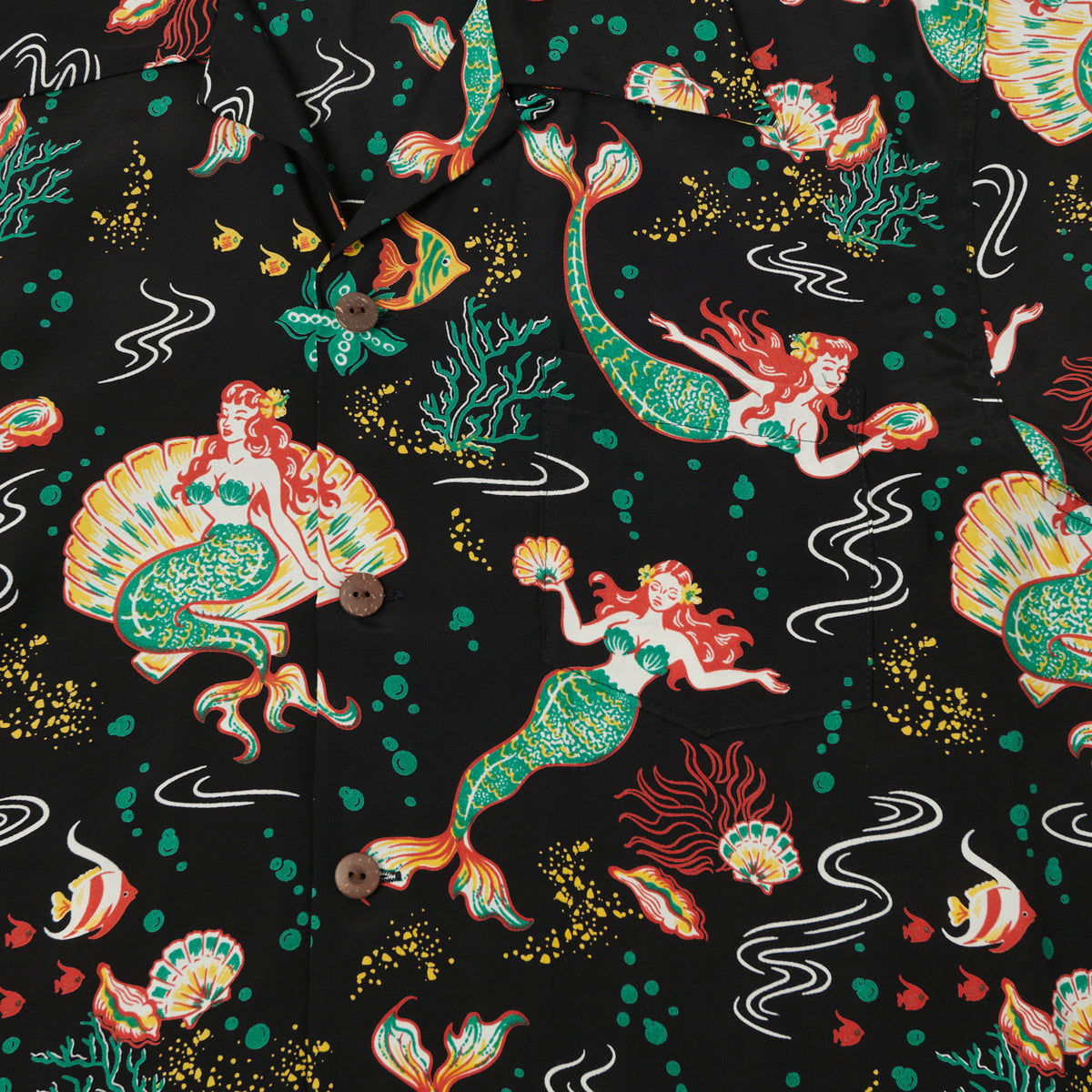 Micky Oye 'Mermaids' Aloha Shirt - Black