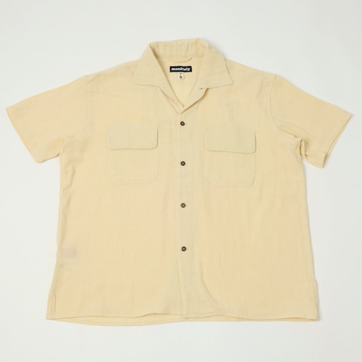 Monitaly 'Milano' 1950s Camp Collar Shirt - Tropical Natural