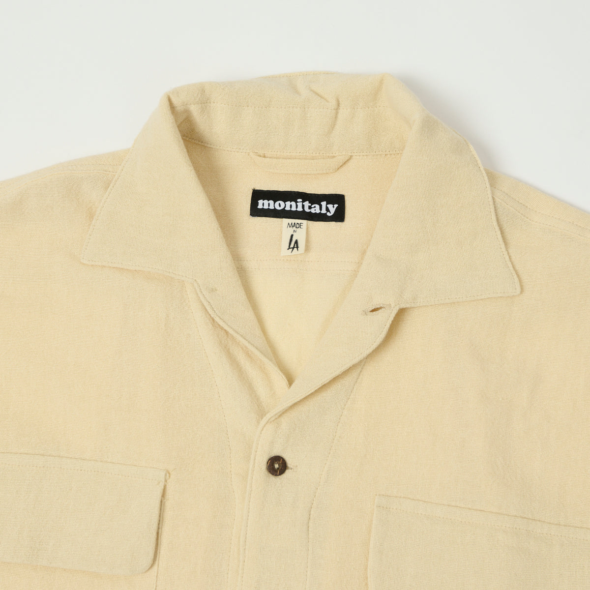 Monitaly 'Milano' 1950s Camp Collar Shirt - Tropical Natural