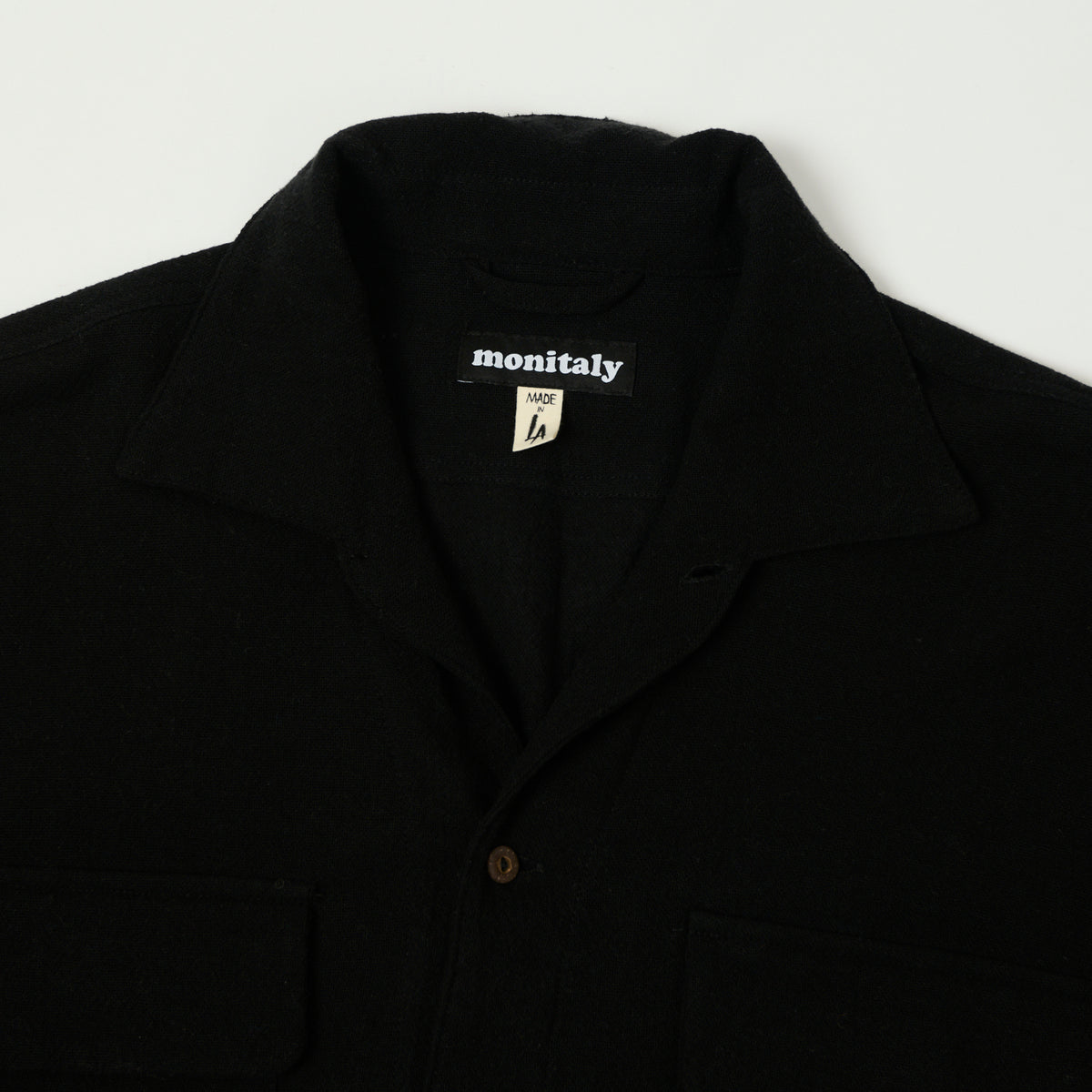 Monitaly 'Milano' 1950s Camp Collar Shirt - Tropical Black