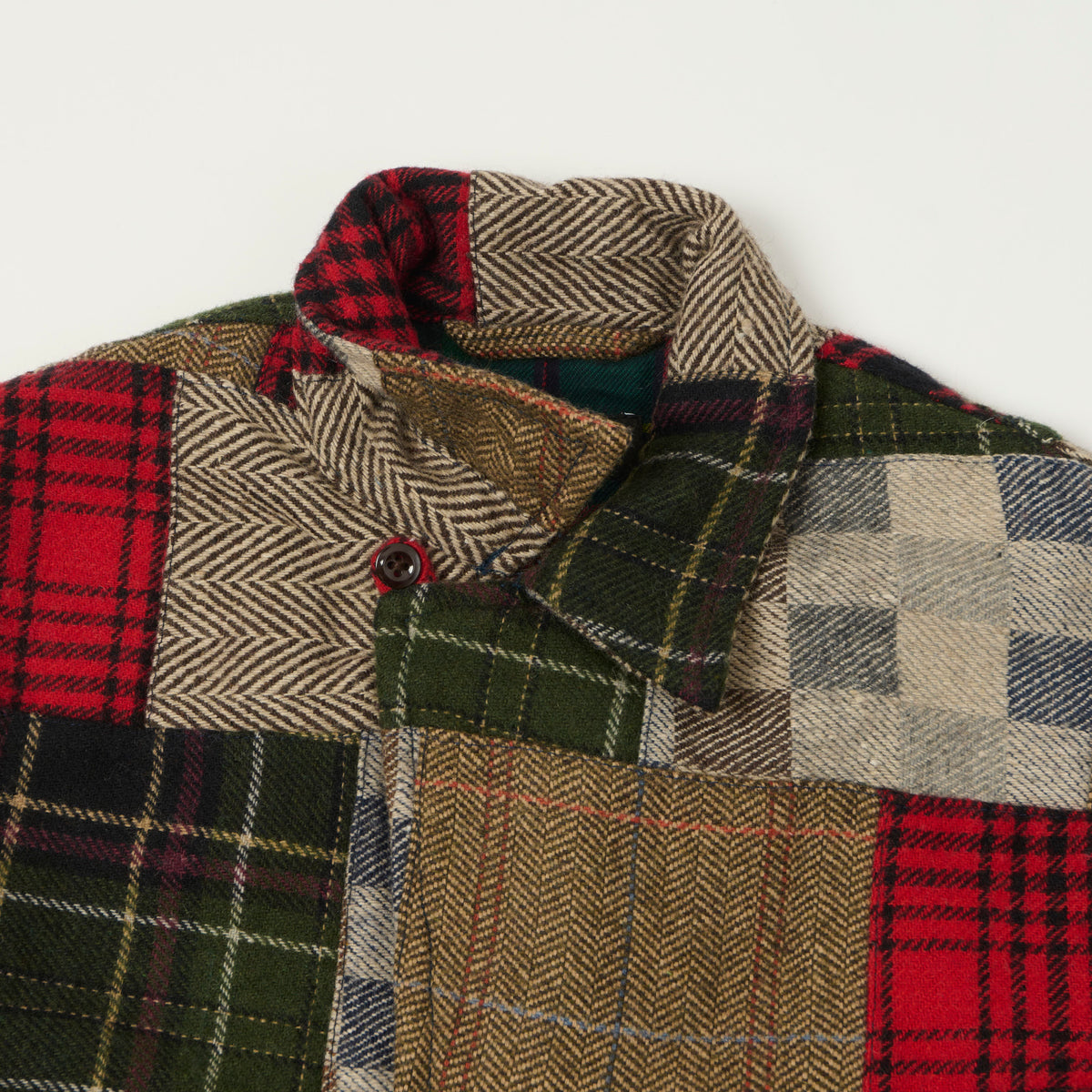 Monitaly Wool Patchwork Italian Jail Jacket - Red/Brown