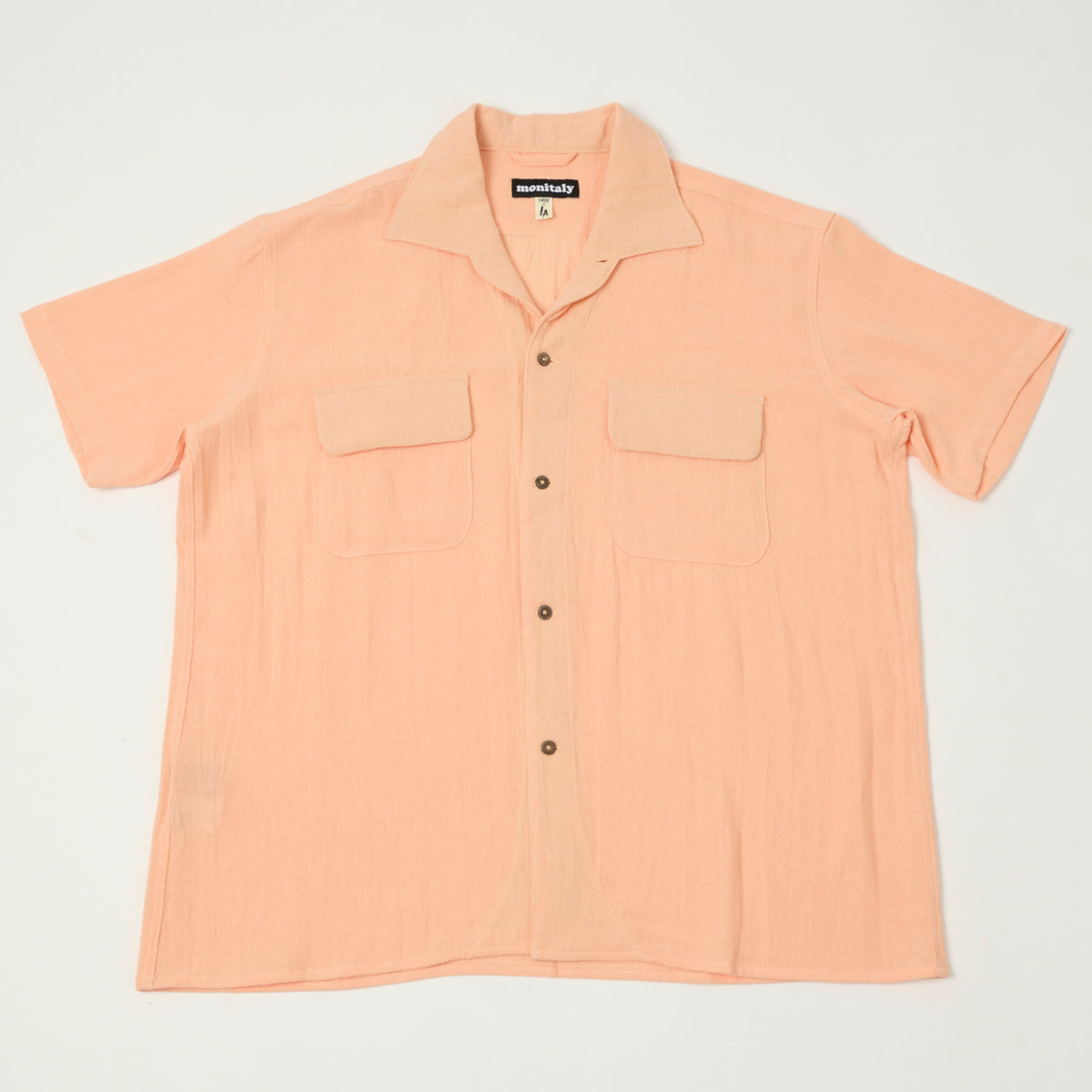 Monitaly 'Milano' 1950s Camp Collar Shirt - Tropical Peach