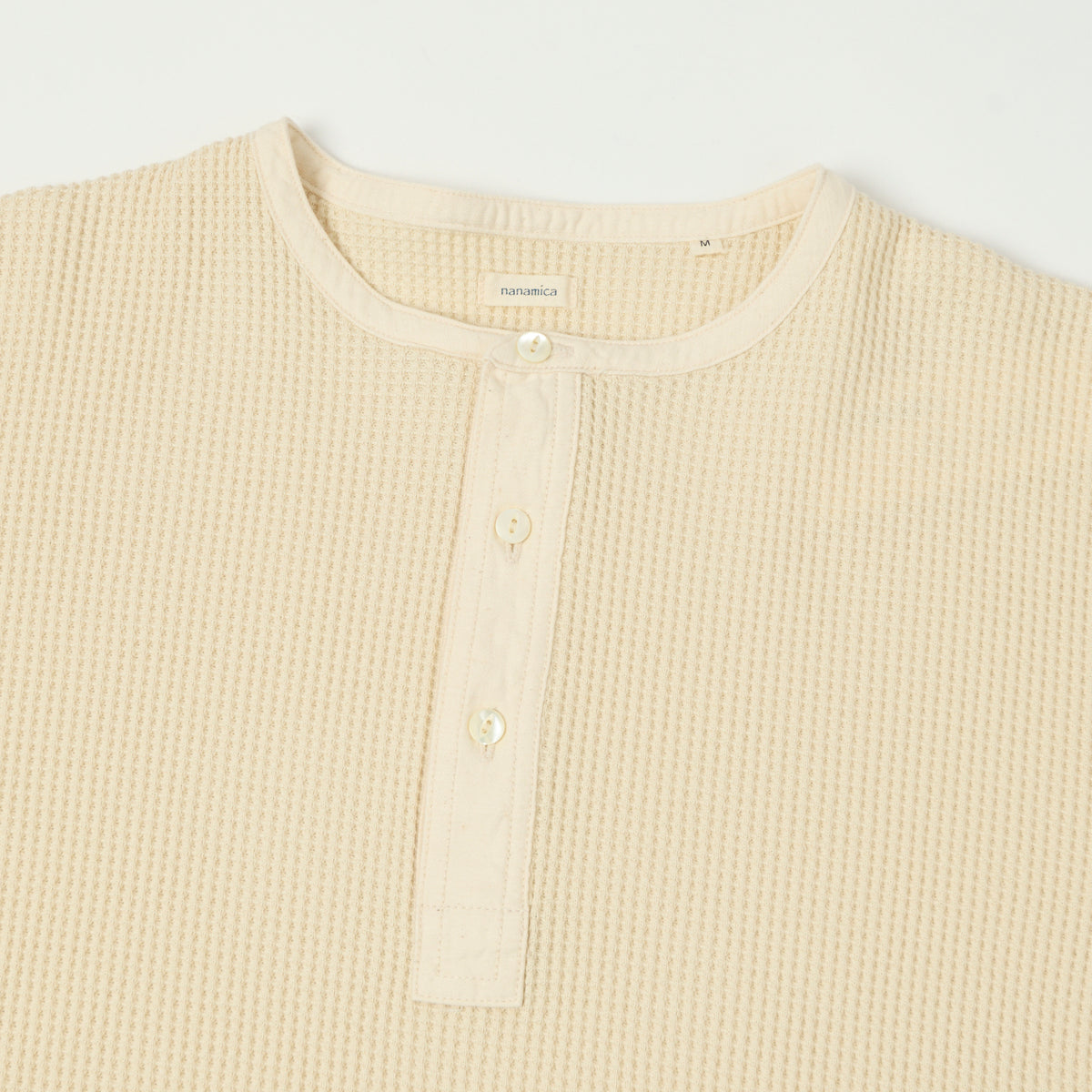 Nanamica Henley Neck Thermal T-Shirt - Natural
