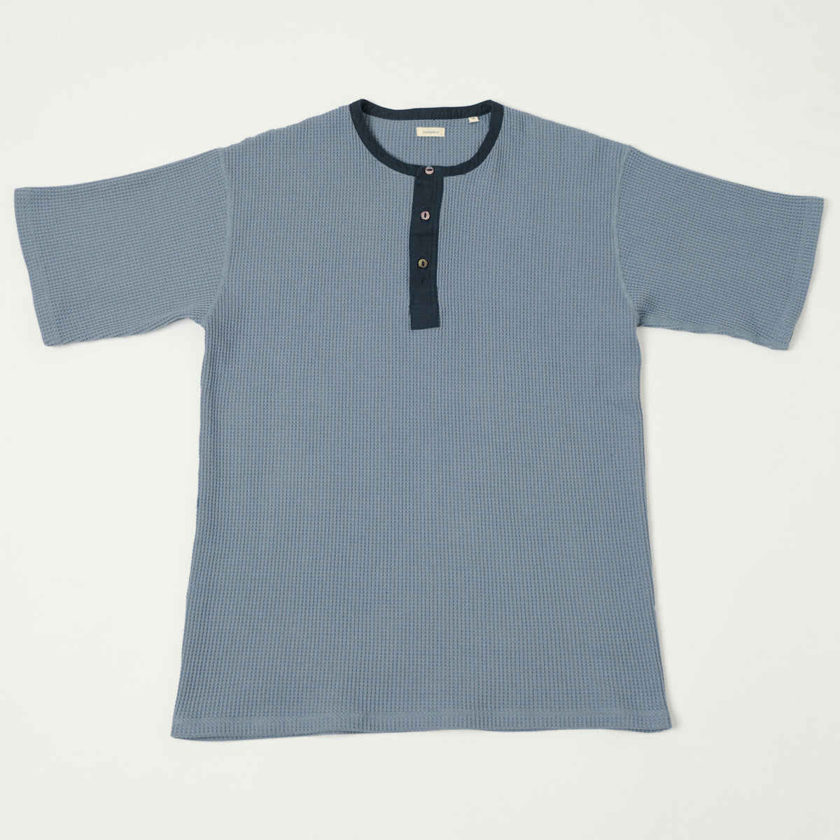 Nanamica Henley Neck Thermal T-Shirt - Blue Gray