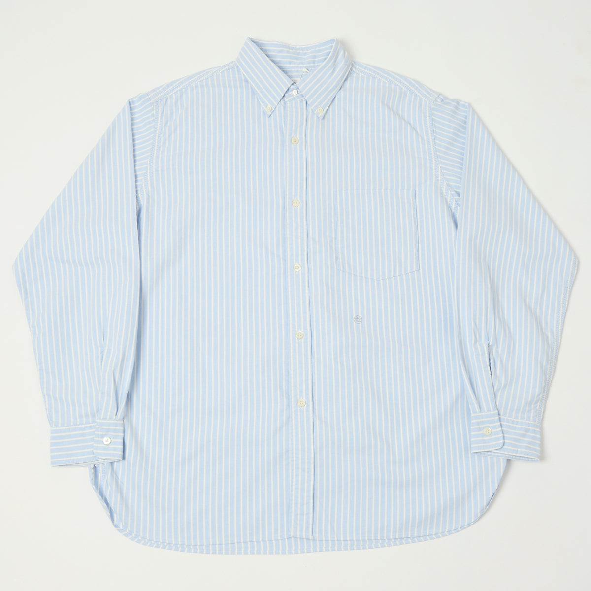 Nanamica Button Down Stripe Wind Shirt - Navy