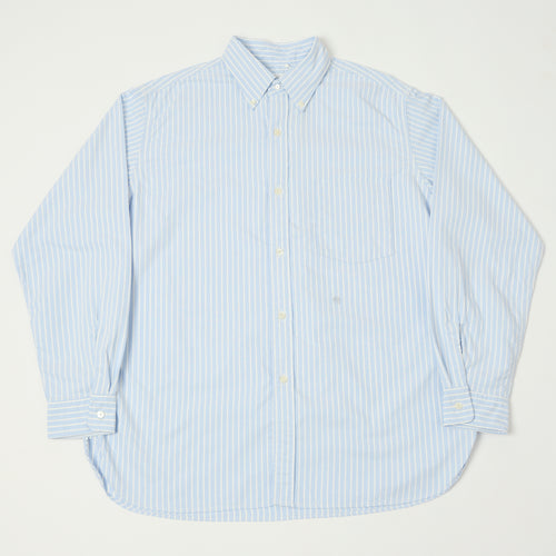 Nanamica Button Down Stripe Wind Shirt - Navy