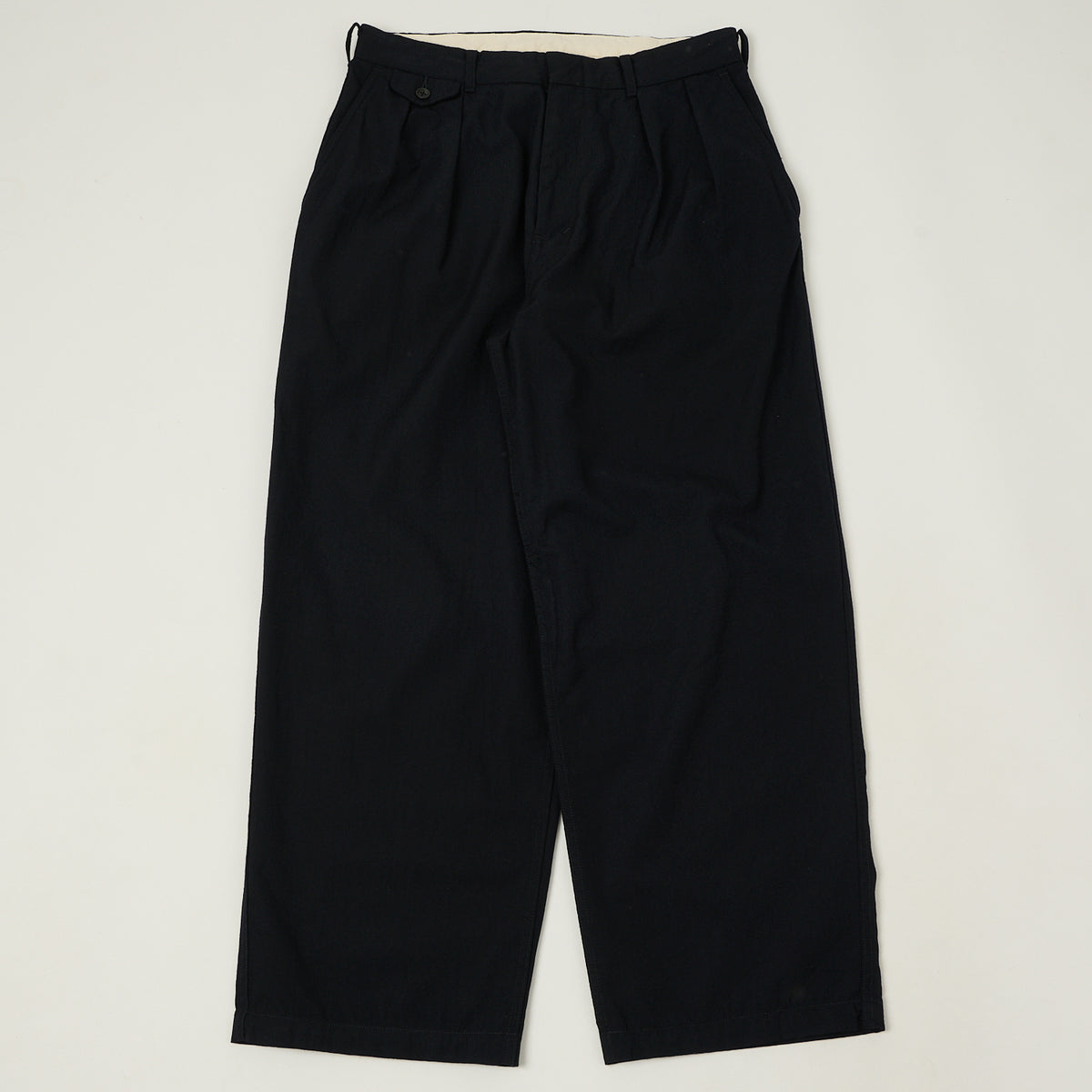 Nanamica Wool Gabardine Double Pleated Trousers - Dark Navy