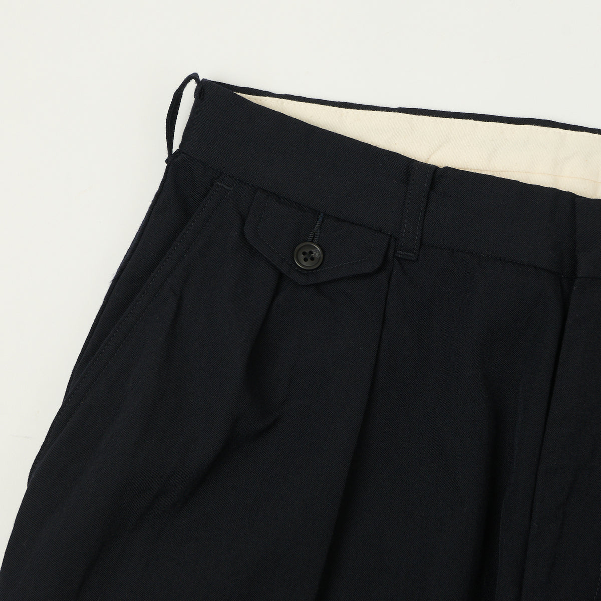 Nanamica Wool Gabardine Double Pleated Trousers - Dark Navy