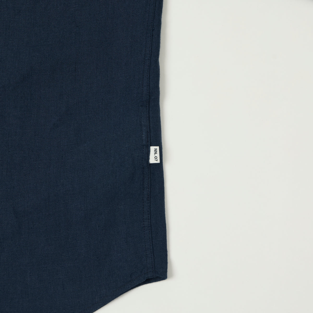 NN07 'Enzo' Classic Linen Shirt - Navy Blue