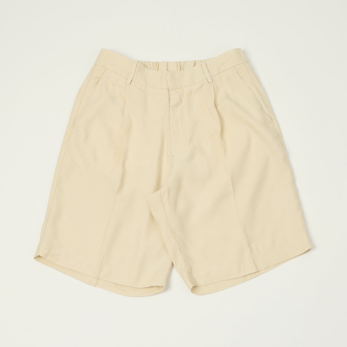 NN07 'Kay' Pleated Linen Shorts - Ivory