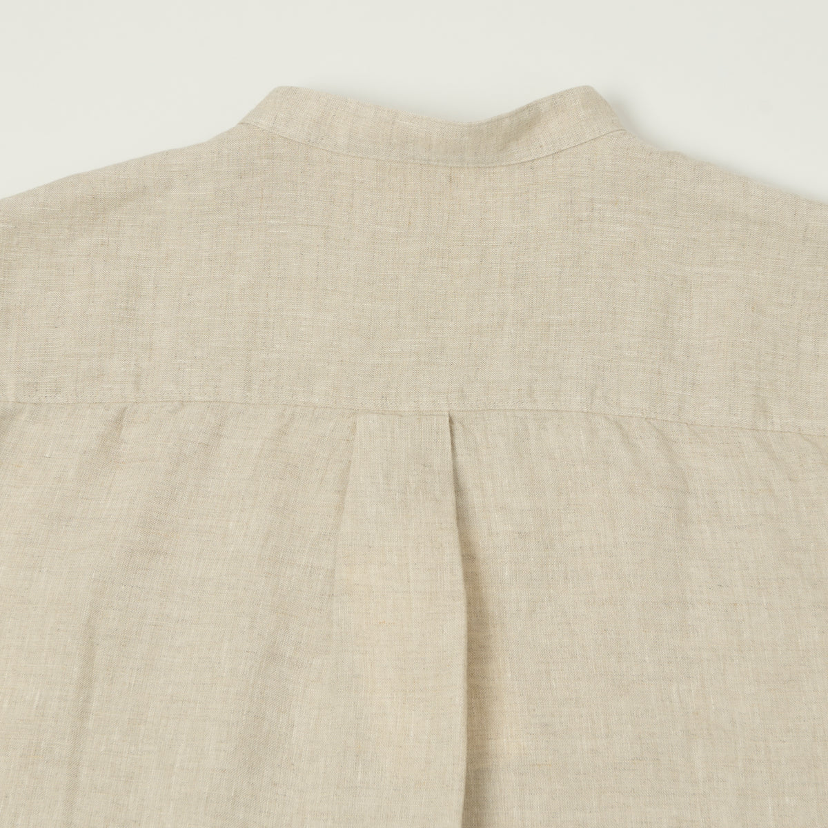 NN07 'Miles' Grandad Collar Linen Shirt - Oat