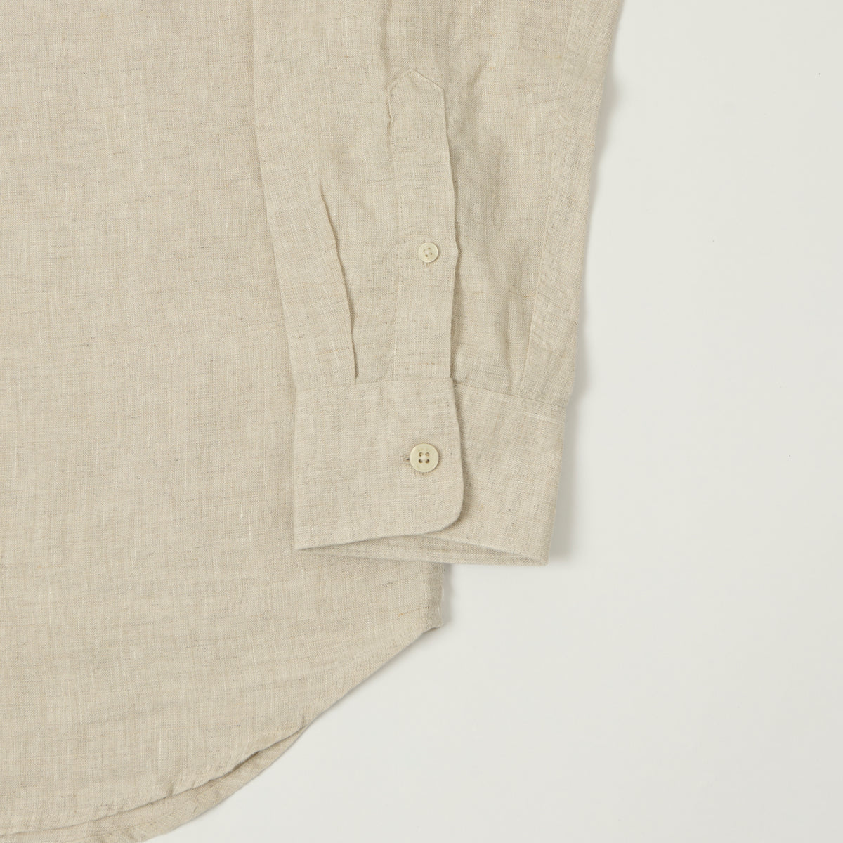 NN07 'Miles' Grandad Collar Linen Shirt - Oat
