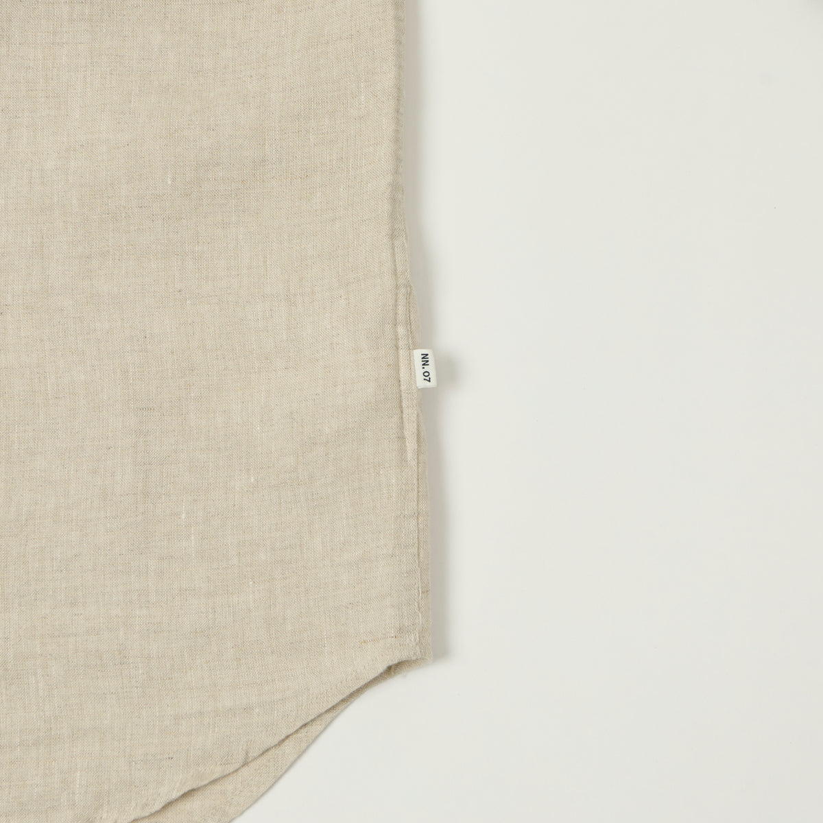 NN07 'Miles' Grandad Collar Linen Shirt - Oat