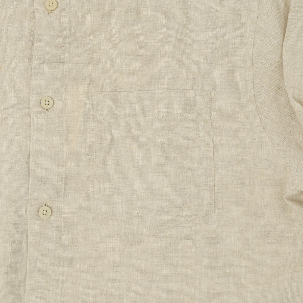 NN07 'Miles' Grandad Collar Linen Shirt - Oat
