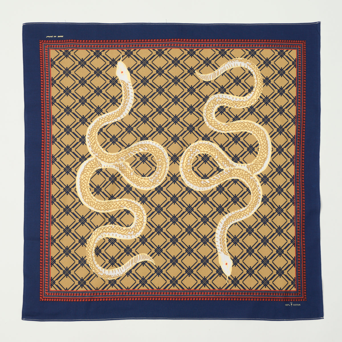 One Ear Brand 'Shirohebi' Bandana - Blue/Red/Gold