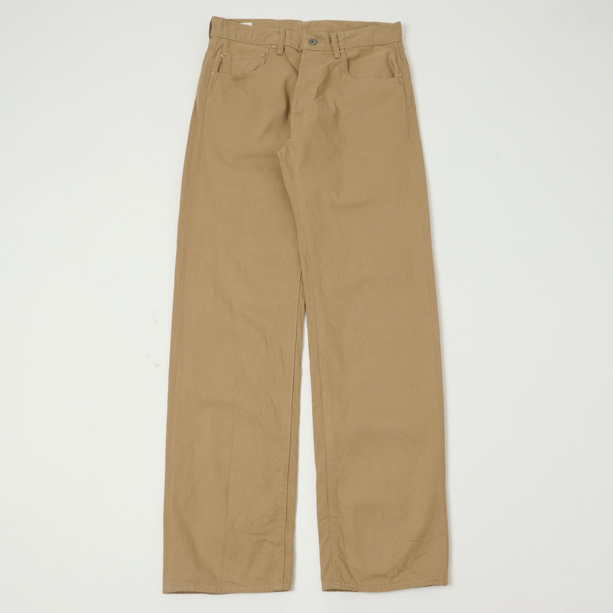 ONI Denim 022-SCKB 9.5oz Selvedge Chambray Wide Straight Chino - Khaki Beige