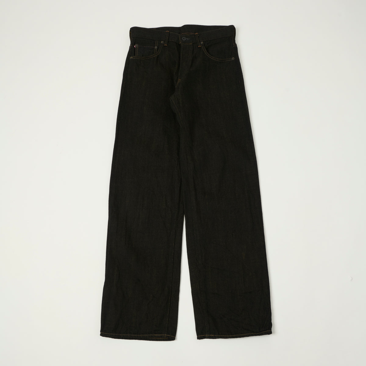 ONI Denim 200-BKOL 12.5oz Black x Olive Wide Straight Jean - One Wash