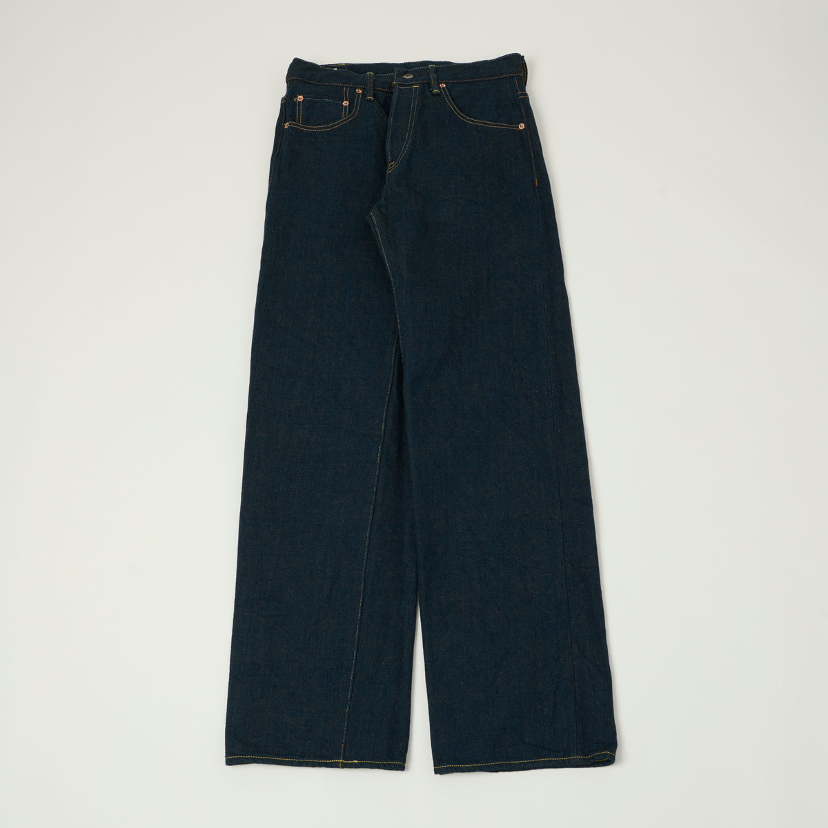 ONI Denim 200ZR-OLV 20oz Olive Weft 'Secret Denim' Wide Straight Jean - One Wash