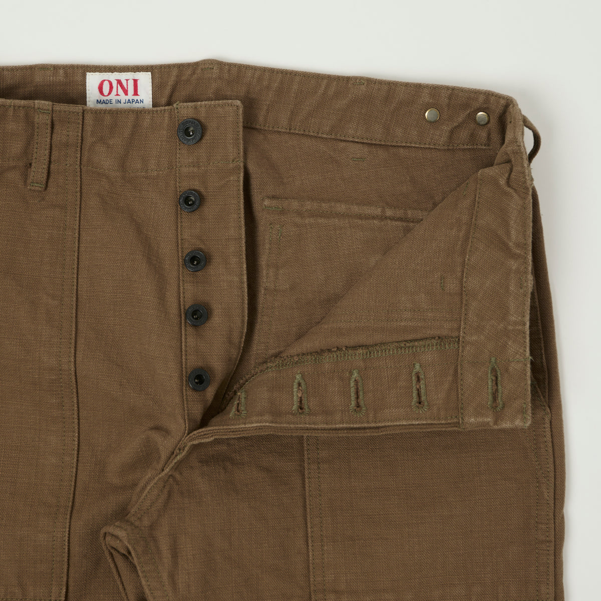 ONI Denim 207HOX-BRK 13oz Sulfur Dyed Canvas Baker Trousers - Brown Khaki