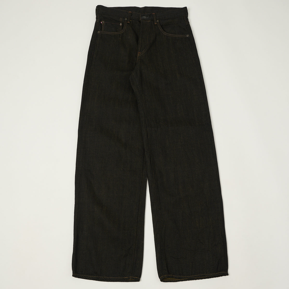 ONI Denim 222-BKOL 12.5oz Black x Olive Extra Wide Straight Jean - One Wash