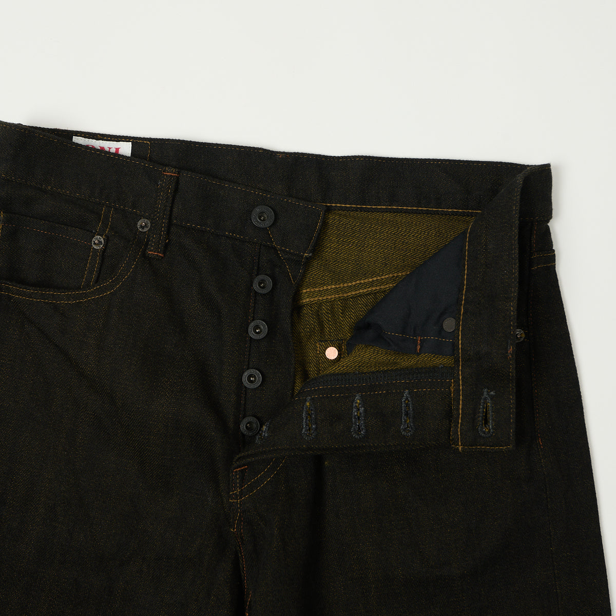 ONI Denim 246-BKOL 12.5oz Black x Olive Relaxed Tapered Jean - One Wash