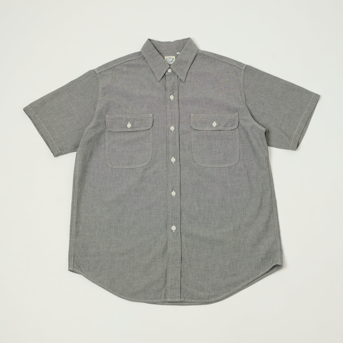 orSlow Short Sleeve Chambray Work Shirt - Grey