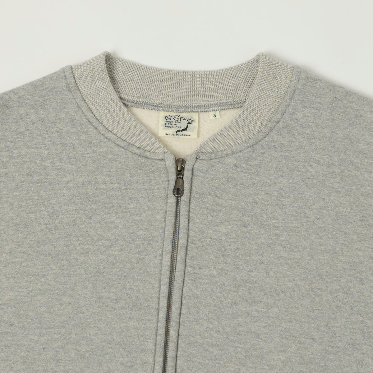 orSlow Zip Through Heavyweight Sweatshirt - Heather Grey