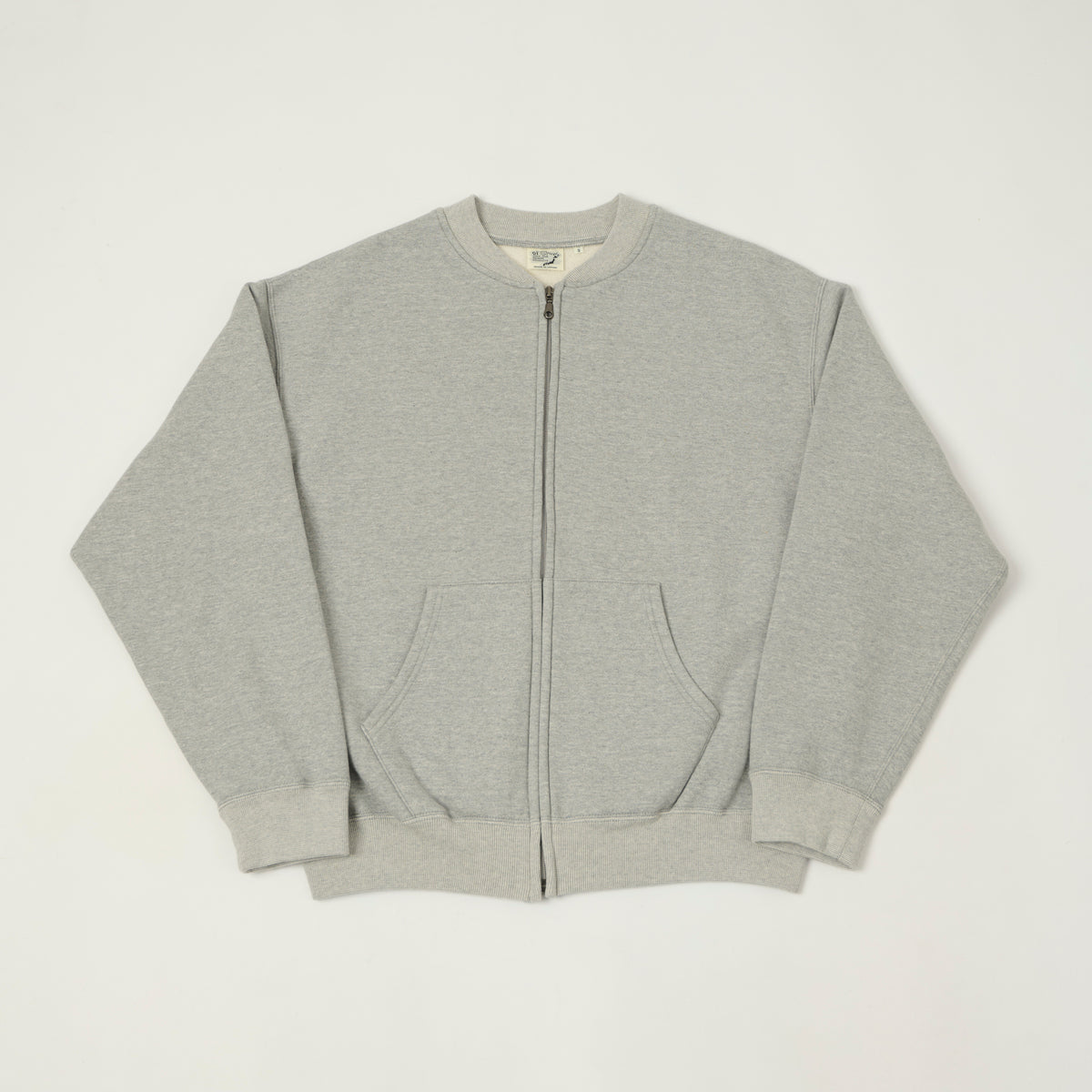 orSlow Zip Through Heavyweight Sweatshirt - Heather Grey