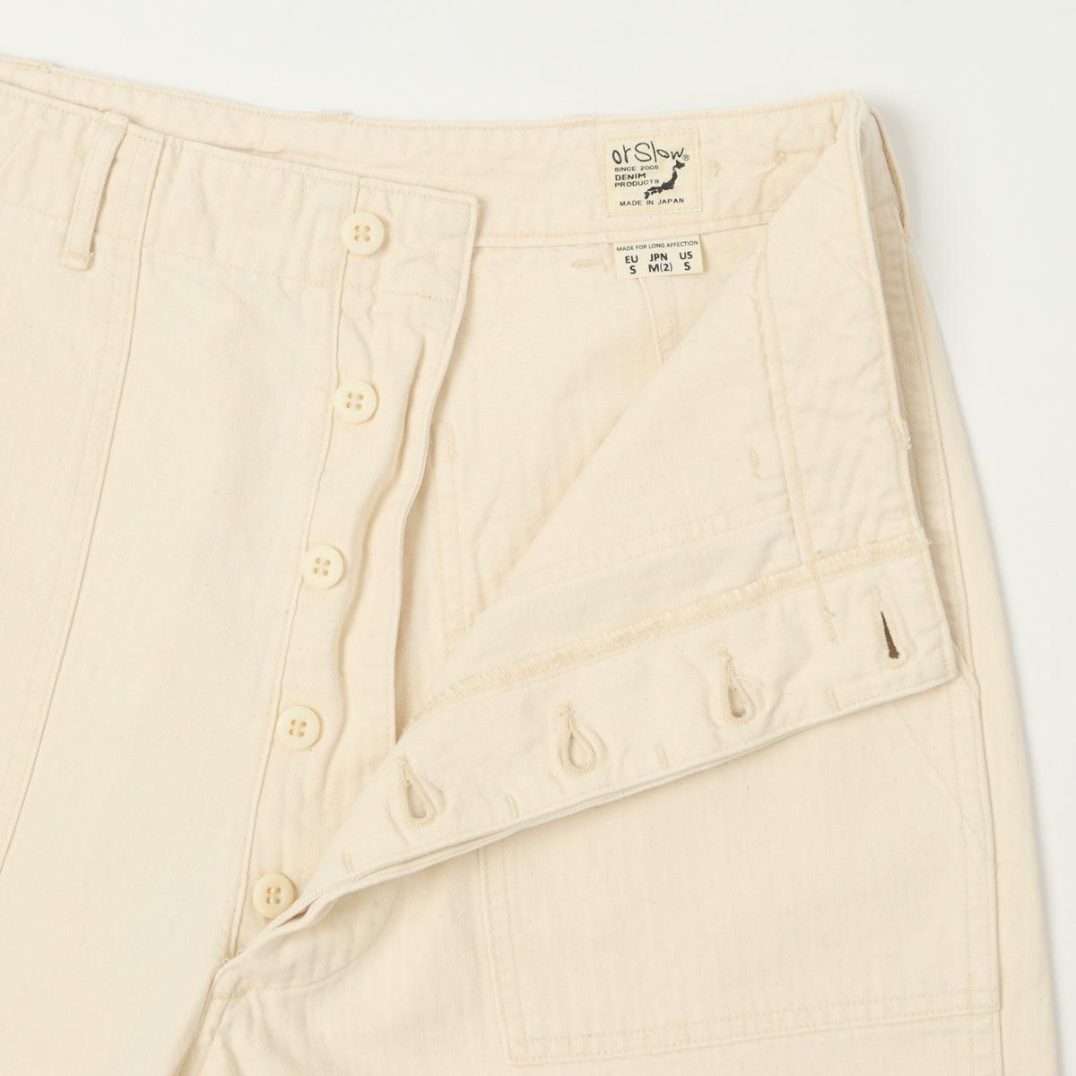 orSlow Herringbone Twill Fatigue Shorts - Ecru