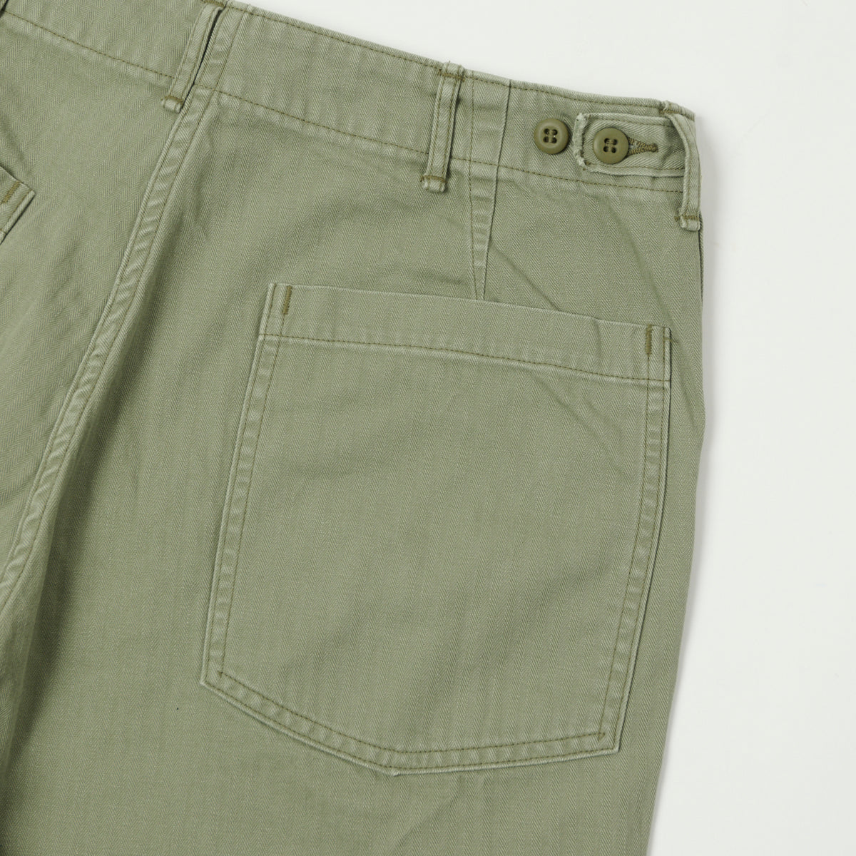 orSlow Herringbone Twill Fatigue Shorts - Green