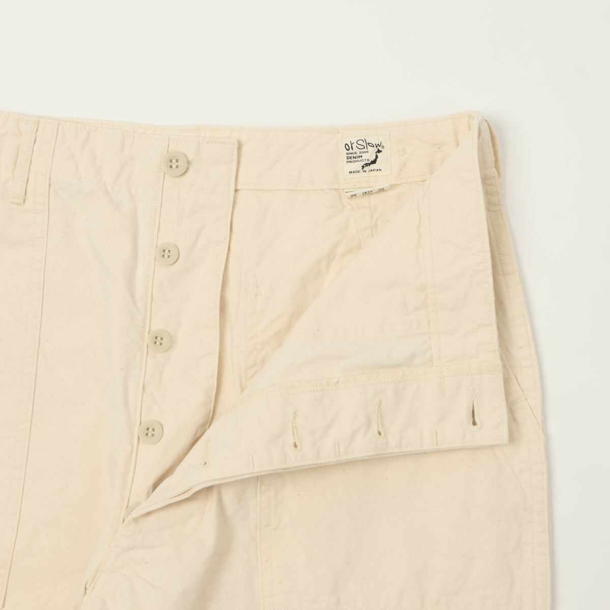 orSlow Lightweight Canvas Summer Fatigue Trousers - Ecru